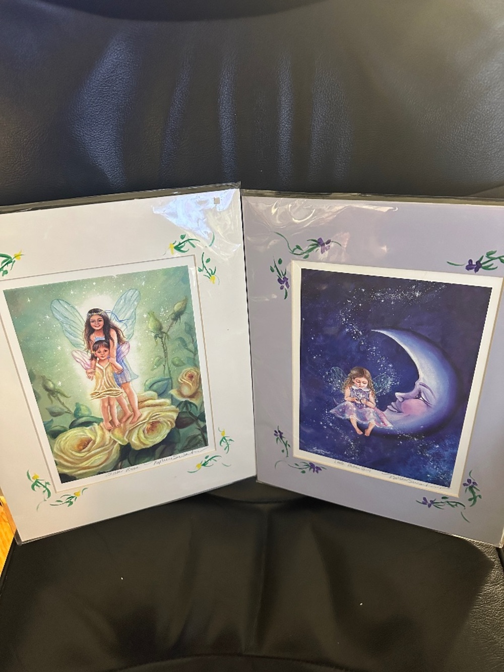 Set of 2 Mishell Swartwout Matted Fairy Prints Signed